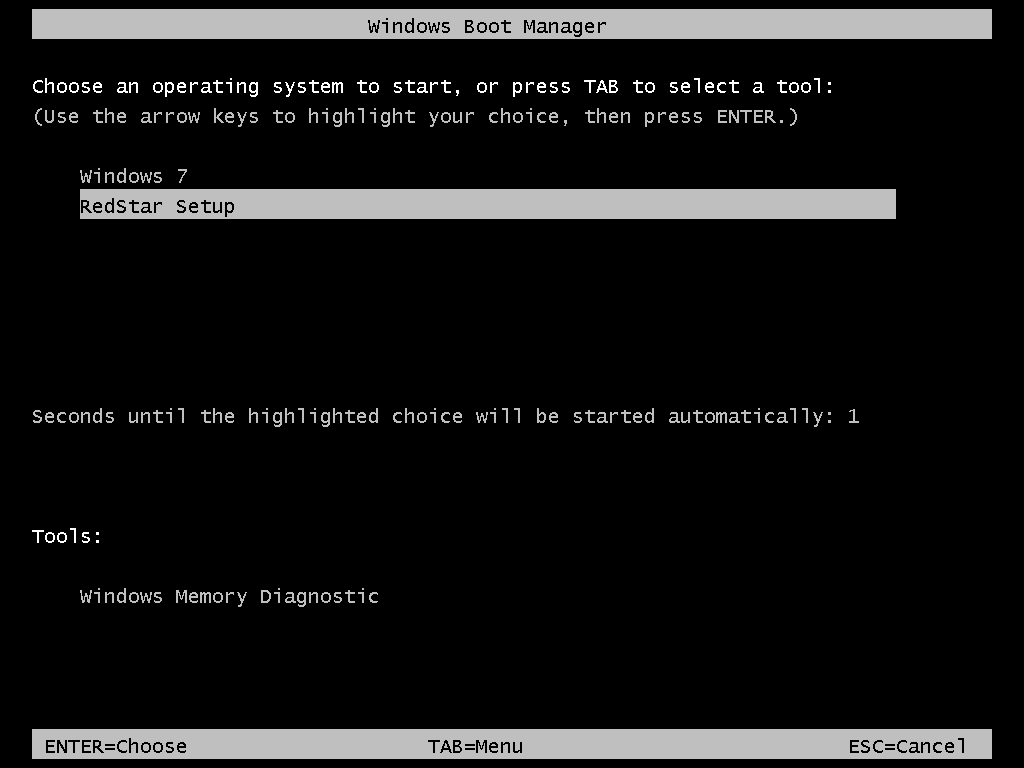 Windows boot menu entry