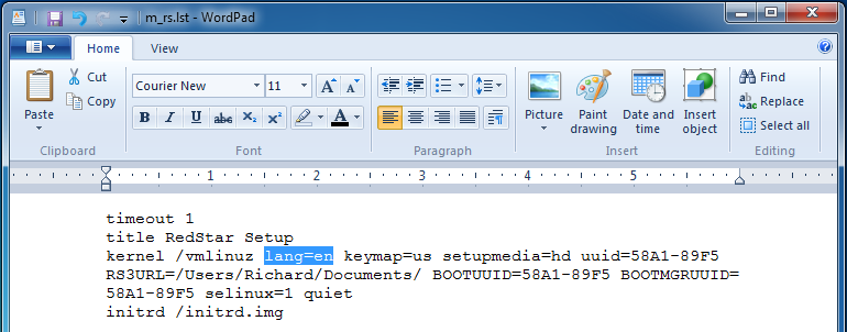 Editing the boot file with WordPad