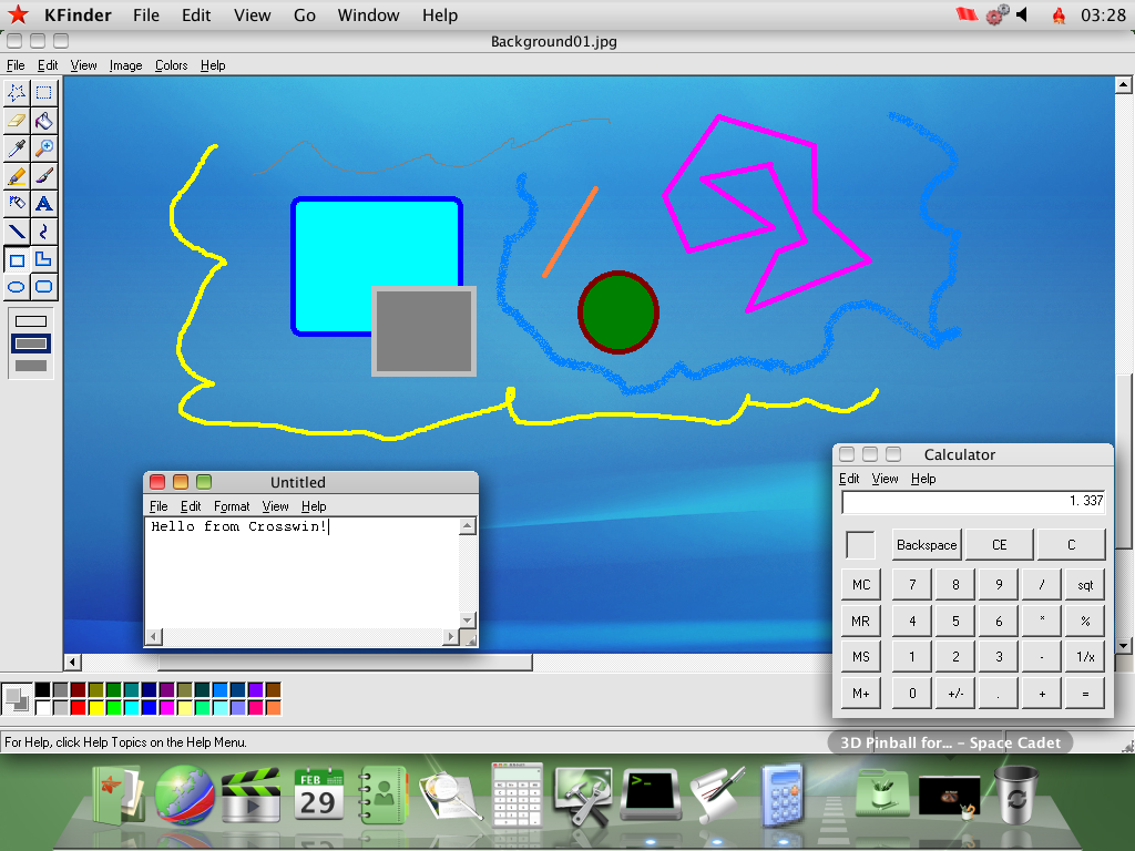 Windows XP applications on Crosswin